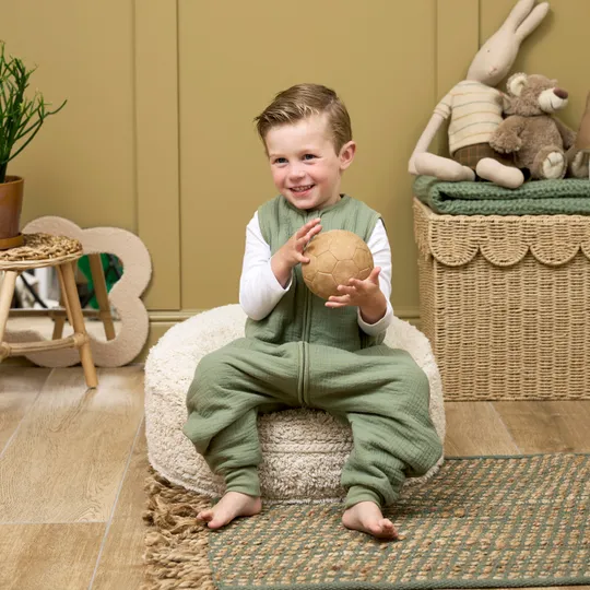 Meyco Baby Slaapzak Jumper Winter Hydrofiel Uni Pre-Washed Olive Green 104 cm