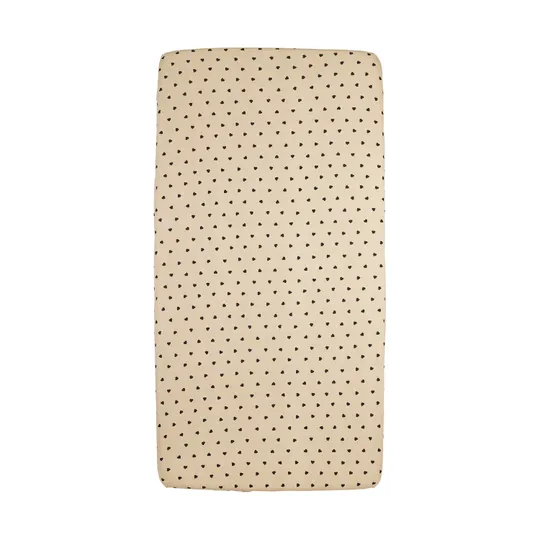 Meyco Hoeslaken Print -  40 x 80/90 cm - Jersey - Sweet Heart Soft Sand/Black 