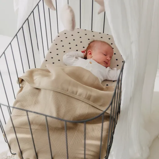 Meyco Hoeslaken Print -  40 x 80/90 cm - Jersey - Sweet Heart Soft Sand/Black 