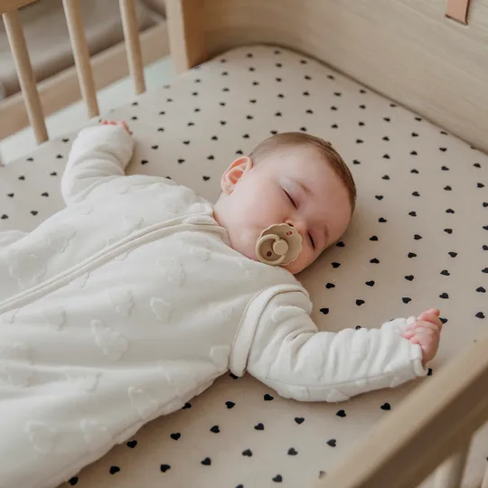 Meyco Hoeslaken Print - 70 x 140/150 cm - Jersey - Sweet Heart Soft Sand/Black