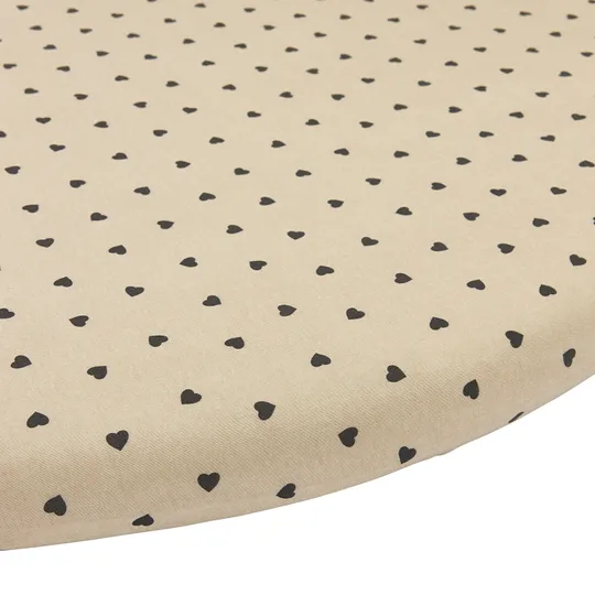 Meyco Hoeslaken Rond Print - 90/95 cm - Sweet Heart Soft Sand/Black 