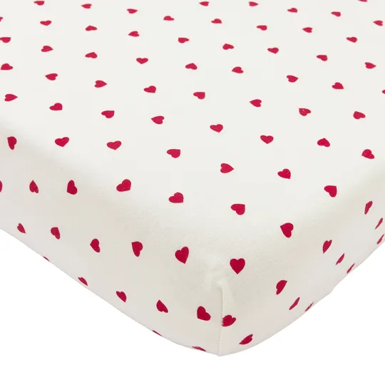 Meyco Hoeslaken Print -  40 x 80/90 cm - Jersey - Sweet Heart White/Red