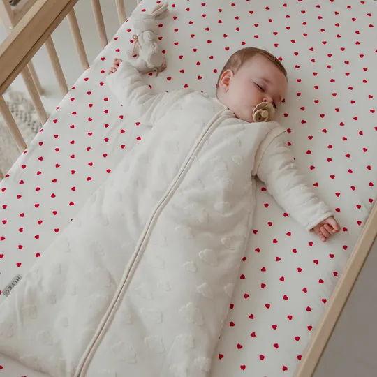 Meyco Hoeslaken Print -  40 x 80/90 cm - Jersey - Sweet Heart White/Red