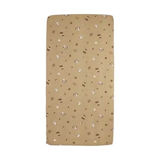 Meyco Hoeslaken Print - 40 x 80/90 cm - Jersey - Forest Animals Sand