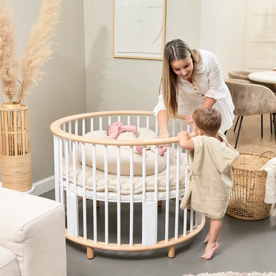 Meyco Baby Branches Hoeslaken Boxmatras - rond 90/95 cm - Sand