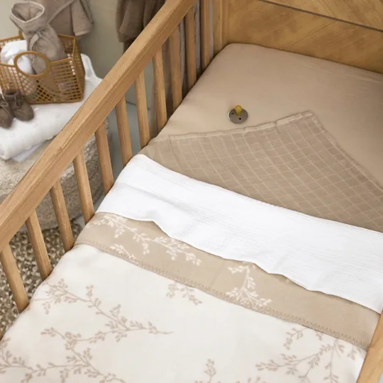 Meyco Baby Wiegdeken Geweven Branches Sand 75 x 100 cm