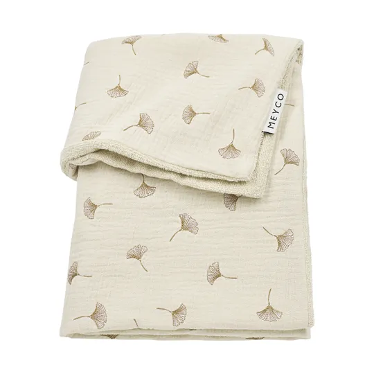 Meyco Baby Gingko Wiegdeken - 75 x 100 cm - Pre-Washed hydrofiel - Soft Sand
