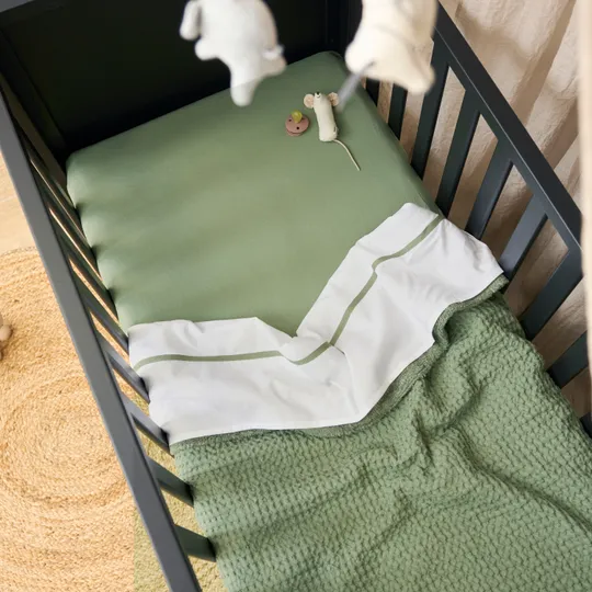 Meyco Baby Juniorhoeslaken Uni Olive Green 70 x 140 / 150 cm 2-Pack