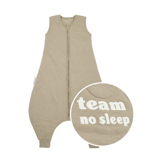 Meyco Baby Slaapzak Jumper Winter Slub Met Team No Sleep Applicatie Taupe / Offwhite