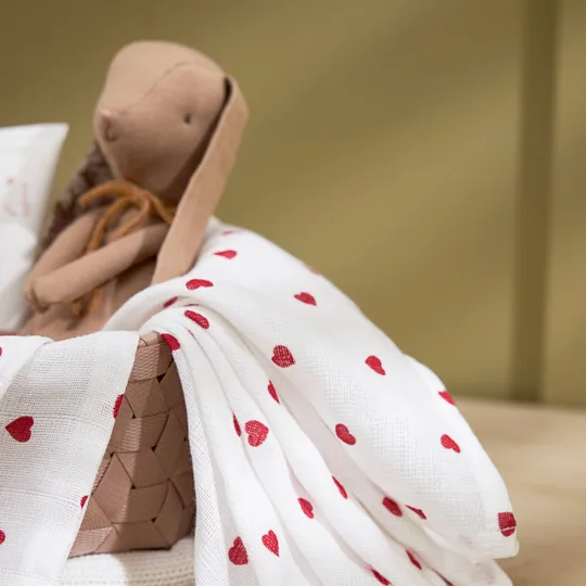 Meyco Baby Washandjes Hydrofiel Sweet Heart Red 20 x 17 cm 3-Pack