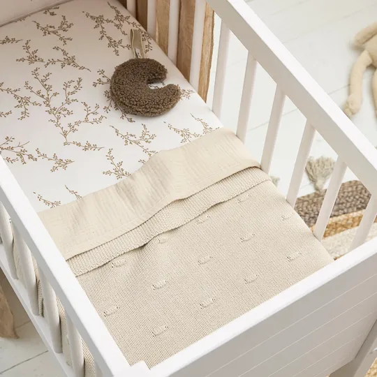 Meyco Hoeslaken Print - 60 x 120 cm - Jersey - Branches Sand