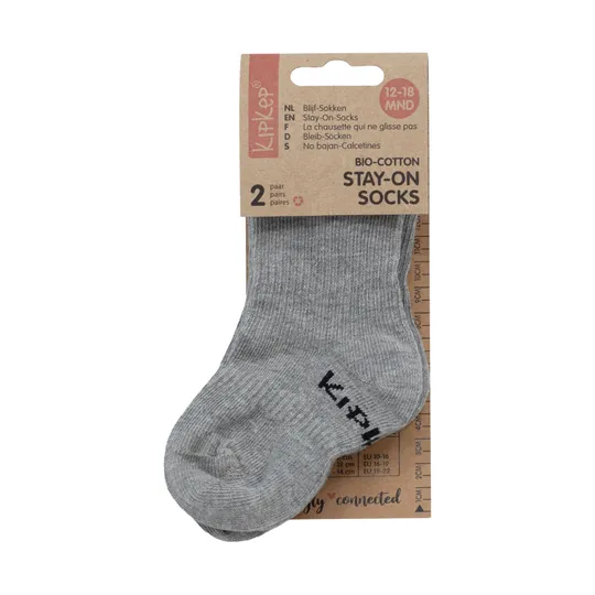 KipKep Blijf-Sokjes - 12-18 Mnd - 2 Pack - Grey