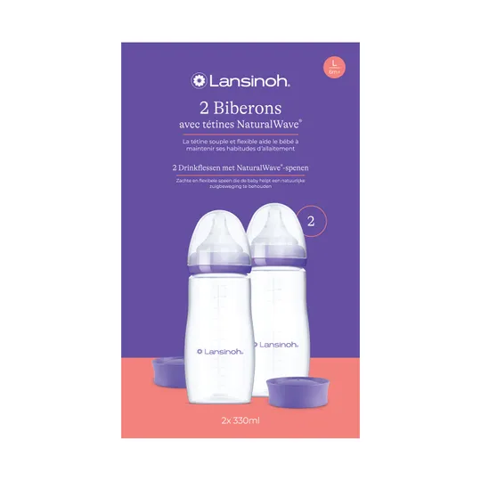 Lansinoh Fles met NaturalWave® Speen - 2 Stuks - 330 ml
