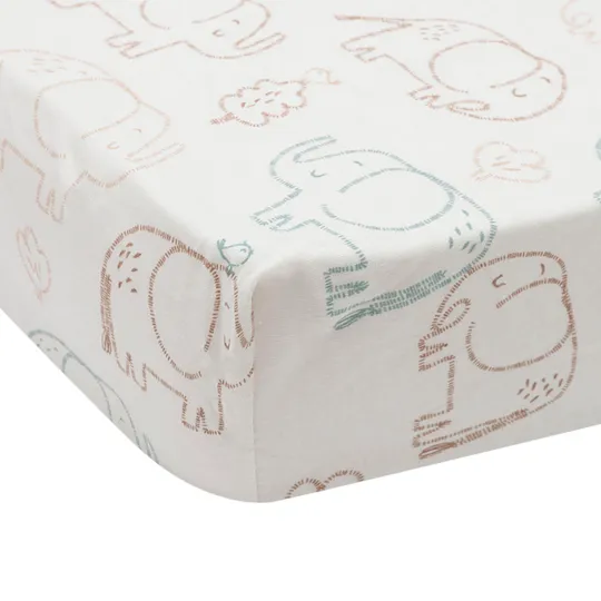 Jollein Hoeslaken Jersey 70/75x140/150cm - Elephant Tales