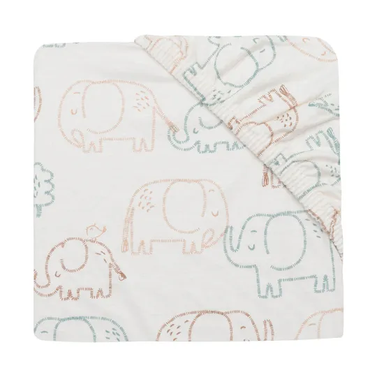 Jollein Hoeslaken Jersey 70/75x140/150cm - Elephant Tales
