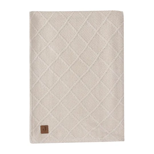 Jollein Check Knit Wiegdeken - 75 x 100 cm - Oatmeal / Teddy Fleece