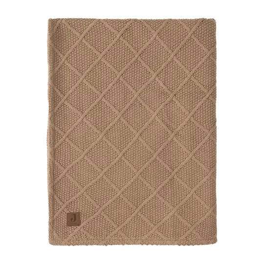 Jollein Check Knit Wiegdeken - 75 x 100 cm - Biscuit / Teddy Fleece 