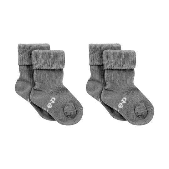 KipKep Blijf-Sokjes - 6-12 Mnd - 2 Pack - Pebble Grey