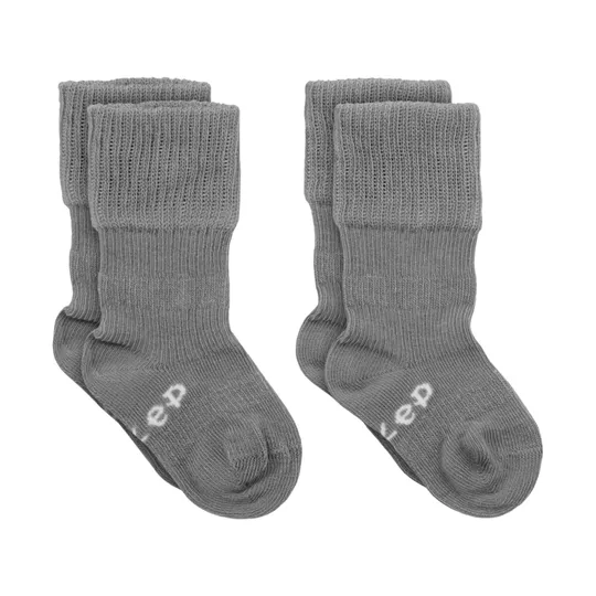 KipKep Blijf-Sokjes - 6-12 Mnd - 2 Pack - Pebble Grey