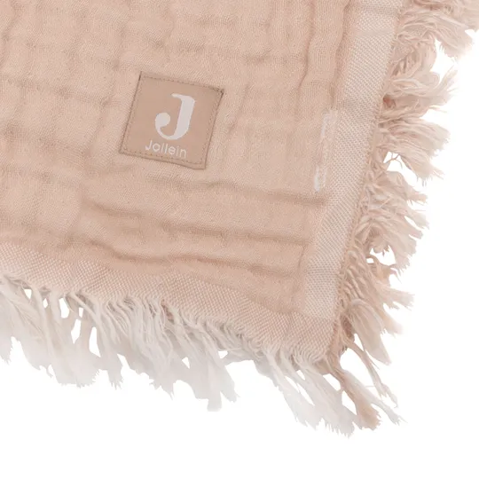 Jollein Ledikantdeken Fringe Moonstone / Ivory GOTS 120 x 120 cm