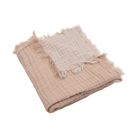 Jollein Ledikantdeken Fringe Moonstone / Ivory GOTS 120 x 120 cm