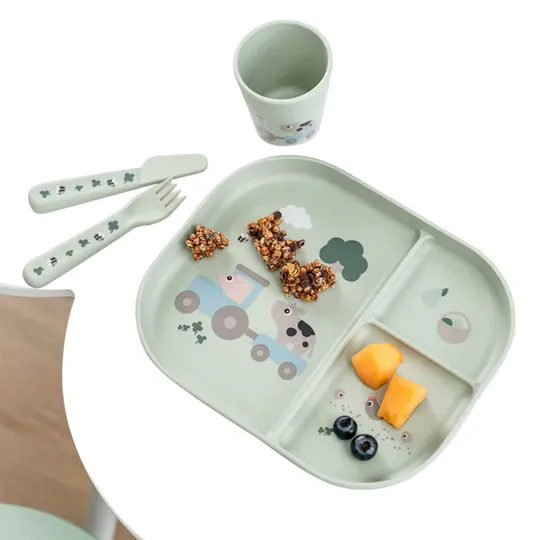 Done by Deer Foodie Dinerset met Zuignap - Tiny Farm - Groen