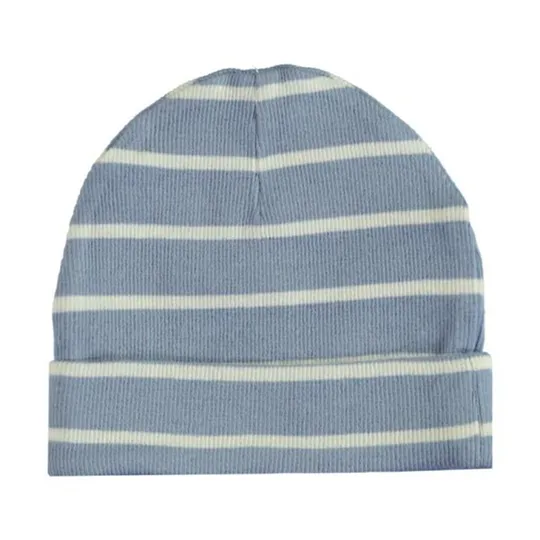 Babylook Striped Rib Muts - Newborn - Faded Denim 