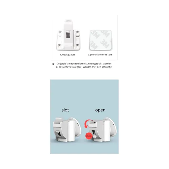 Jippie's Magneetslot Zelfklevend - 2 Stuks + 1 Sleutel 