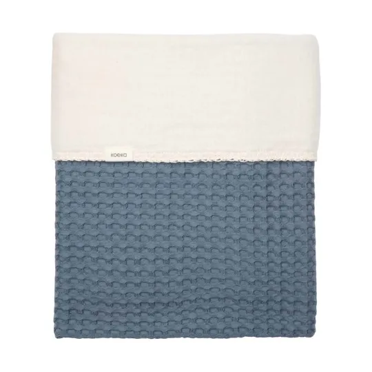 Koeka Amsterdam Wafel Wiegdeken - Maat 100 x 75 - Cotton Fleece - Bluestone 