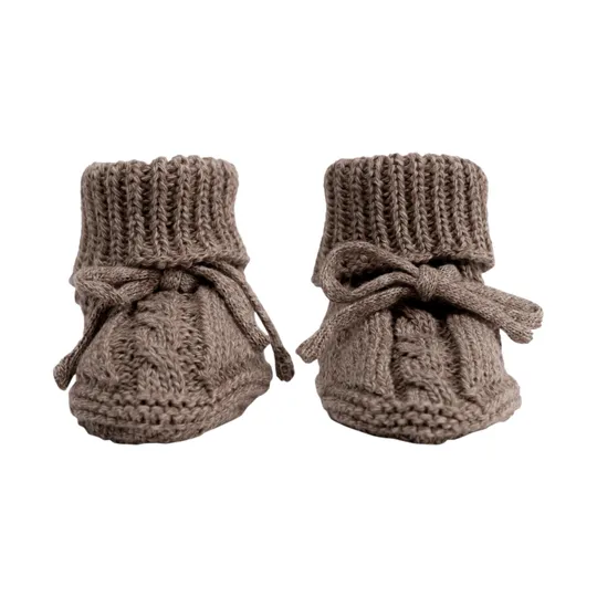 Lodger Slofjes Gebreid Met Kabel - 0-6 mnd