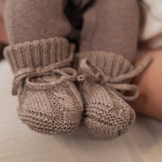 Lodger Slofjes Gebreid Met Kabel - 0-6 mnd