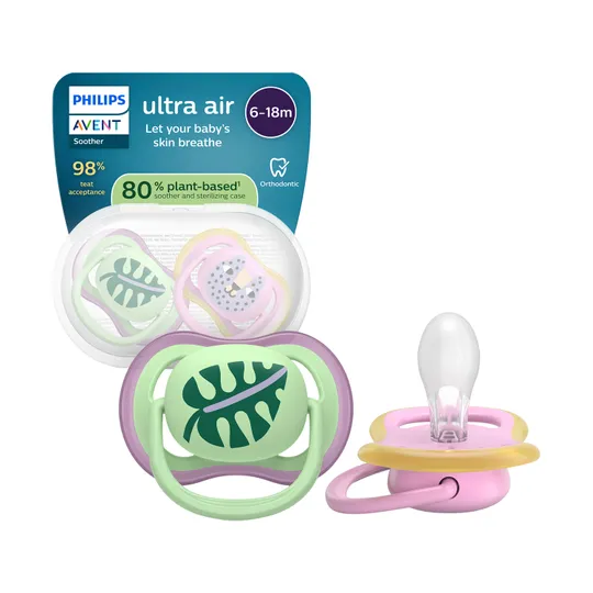 Philips Avent Ultra Air Fopspeen - 6-18 Mnd - 2 Stuks - Plant-based 