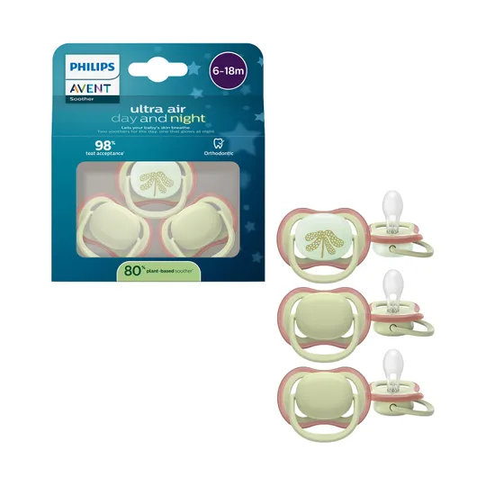 Philips Avent Ultra Air Fopspeen - 6-18 Mnd - 3 Stuks - Plant-based