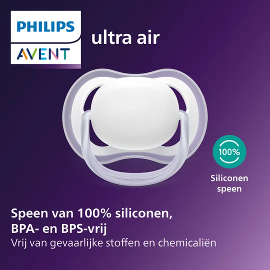 Philips Avent Ultra Air Fopspeen - 0-6 Mnd - 3 Stuks - Plant-based