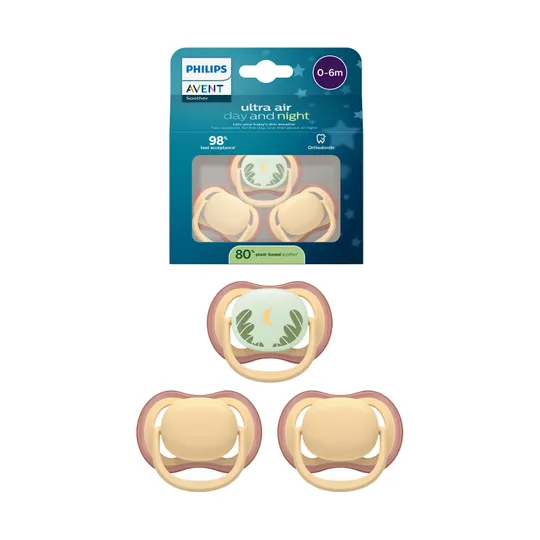 Philips Avent Ultra Air Fopspeen - 0-6 Mnd - 3 Stuks - Plant-based