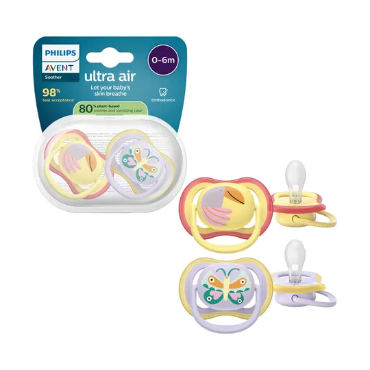 Philips Avent Ultra Air Fopspeen - 0-6 Mnd - 2 Stuks - Plant-Based