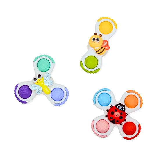 Bo Jungle Draaispeeltjes met Zuignap – 3 Stuks