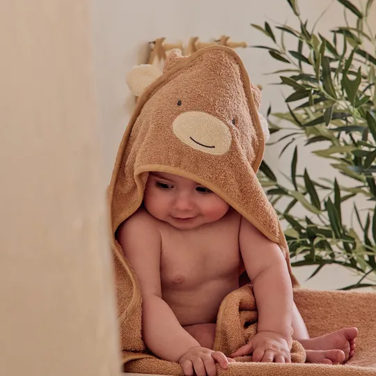 Noukie's F&O Badcape - 75 x 75 cm - Badstof - Beige 