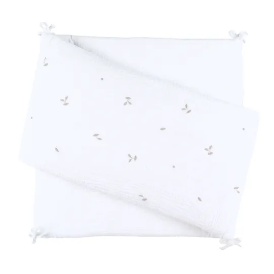 Noukie's F&O Bedomrander Met Borduursel - Mousseline - Wit 