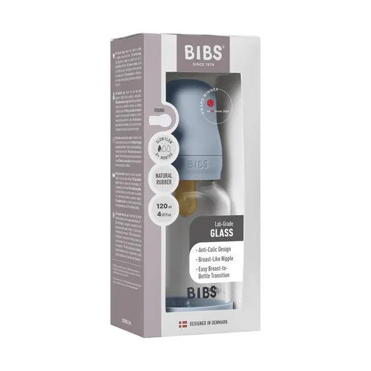 BIBS Fles - Slow Flow - 120 ml - Glas/Latex