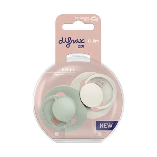 Difrax Dynamic Lovi Prime Fopspeen - 0-6mnd - 2st. - Coconut/Pistachio