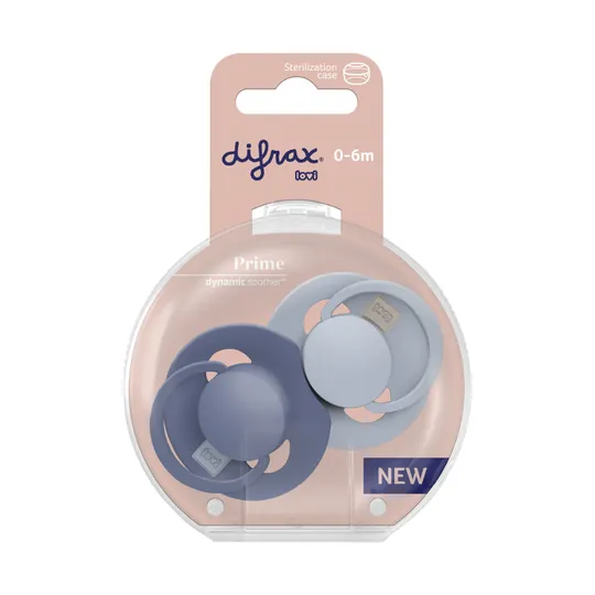 Difrax Dynamic Lovi Prime Fopspeen - 0-6mnd - 2st. - Baby Blue / Blue 
