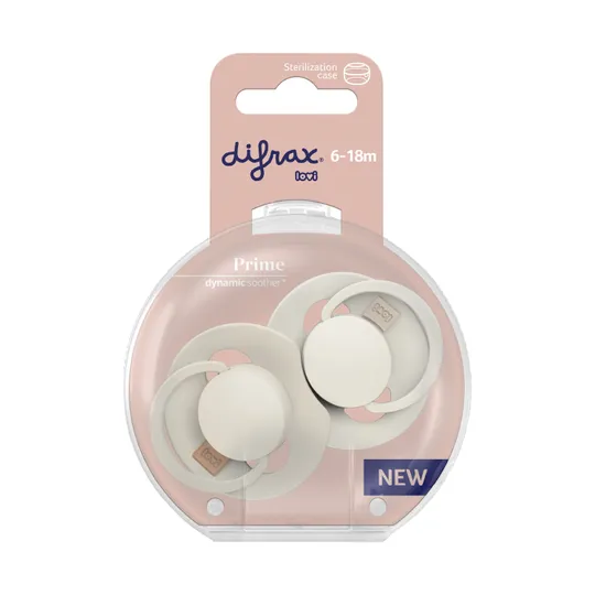 Difrax Dynamic Lovi Prime Fopspeen - 6-18mnd - 2st. -  Coconut / Ivory 