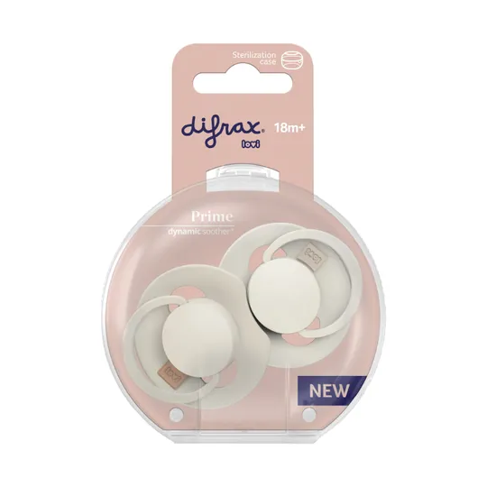 Difrax Dynamic Lovi Prime Fopspeen - Rond - 2 Stuks - 18+ Mnd - Coconut/Ivory