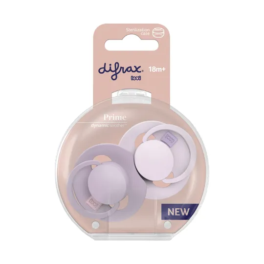 Difrax Dynamic Lovi Prime Fopspeen - Rond - 2 Stuks - 18+ Mnd - Lilac/Violet 