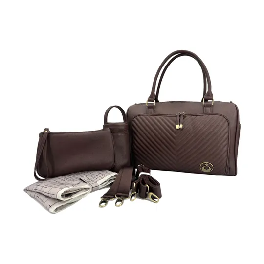 Isoki Double Zip Satchel - Quilted - Chocolate