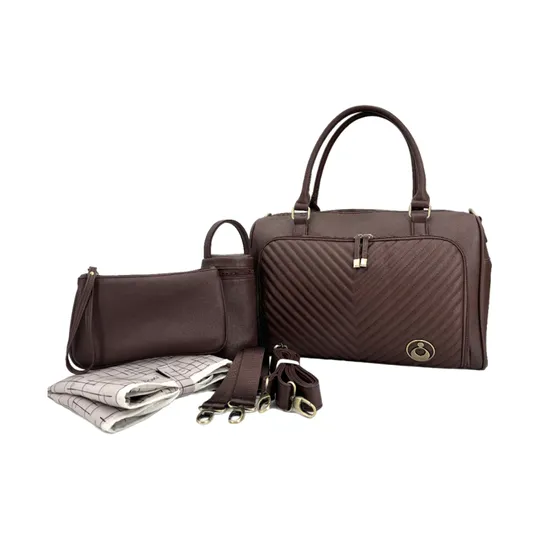 Isoki Double Zip Satchel - Quilted - Chocolate