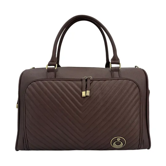 Isoki Double Zip Satchel - Quilted - Chocolate