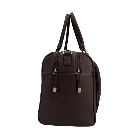 Isoki Double Zip Satchel - Quilted - Chocolate