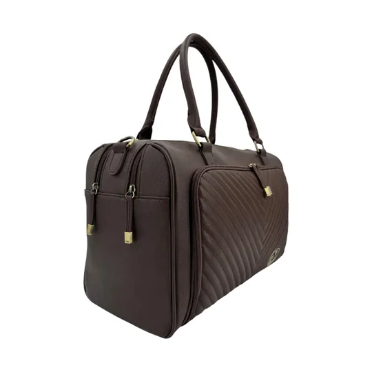 Isoki Double Zip Satchel - Quilted - Chocolate